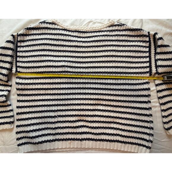 Tommy Hilfiger Women's Cable Knit Sweater Pullover Pocket White Navy XL - Picture 11 of 14